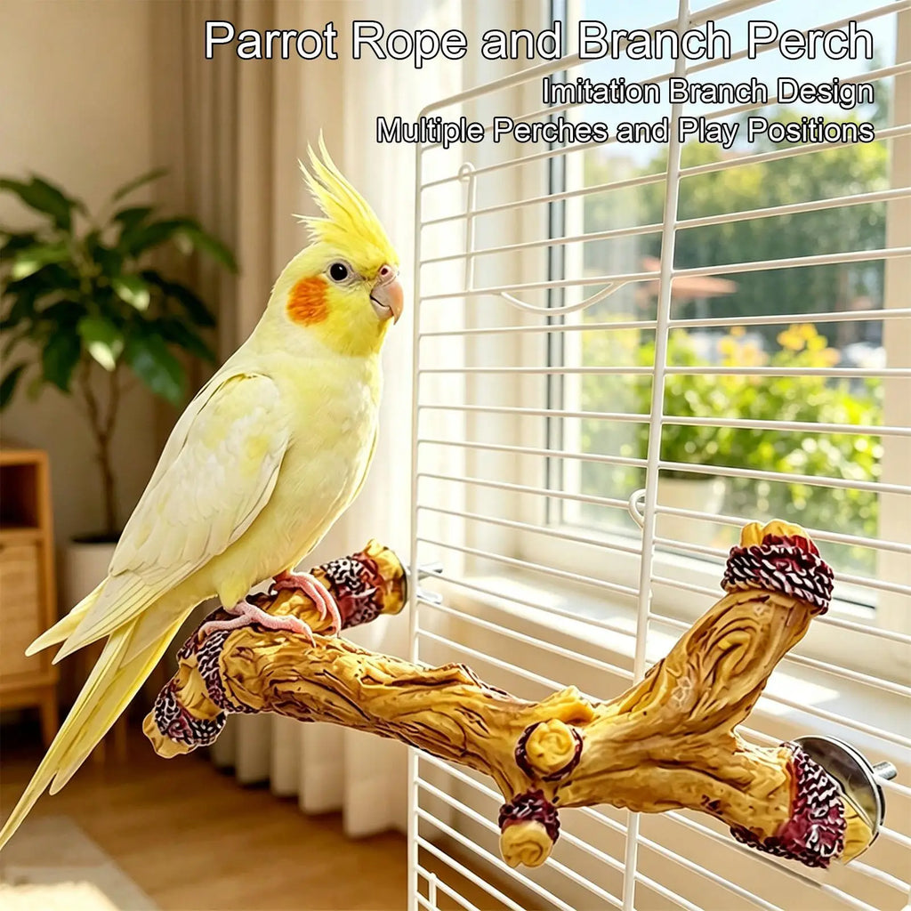 Bird Perches for Cage Anti-Slip Paw Grinding Cage Accessories Resin Parrot Stand Branch for Small Parakeet Cockatiel Lovebird Qme