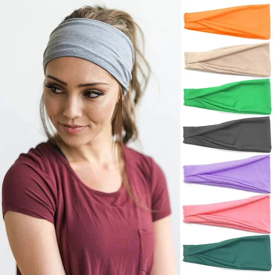Women Headband Twist Cotton Sport Wide Turban Twisted Knotted Qme