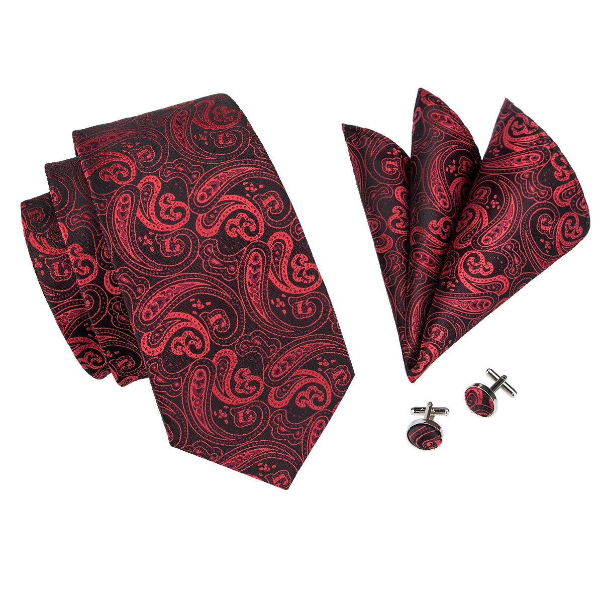 Hi-tie Paisley Wine Red 100 Silk Men's Tie Neckties Ties Men Formal Qme