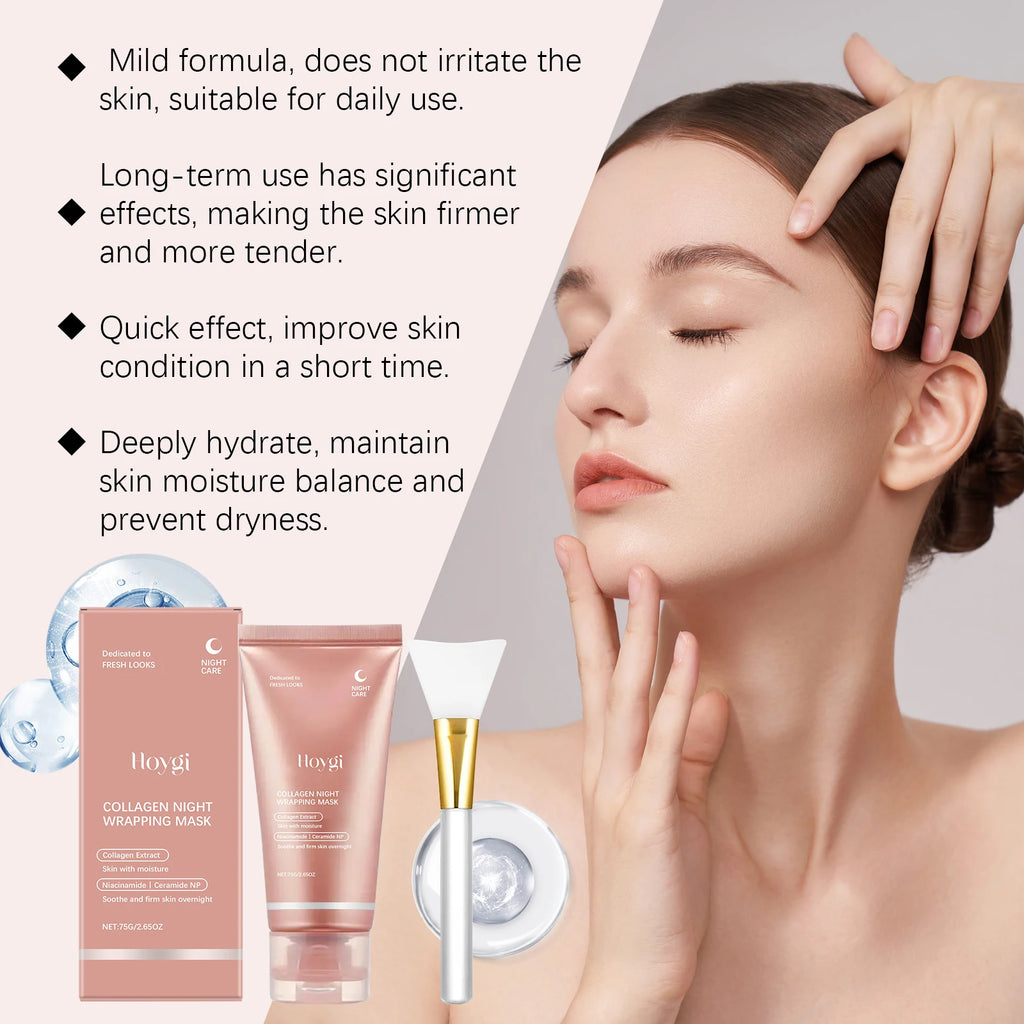 Collagen Peel Off Face Mask Pore Shrinking Hydrating Moisturizing Night Wrapping Mask Cream Firming Skin Peel-off Facial Mask Qme