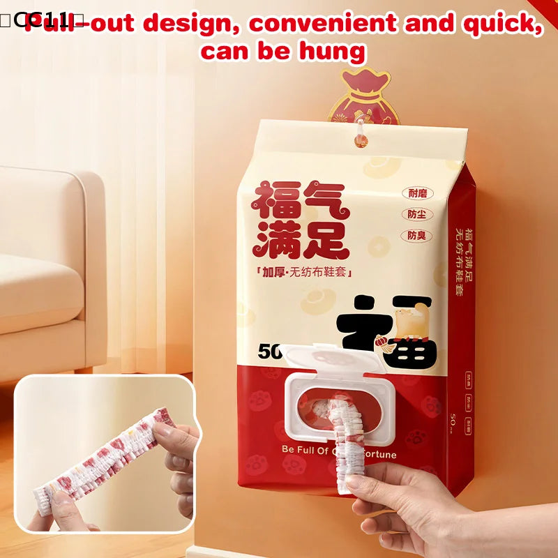 50 100 Disposable Thickened Cat Paw Shoe Covers Cleaning Hygiene Qme