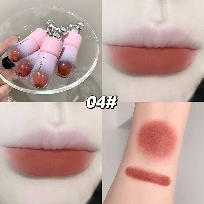 Gege Bear Cute Bow Lip Glaze Matte Velvet Clay Long-lasting Qme GX1359-04