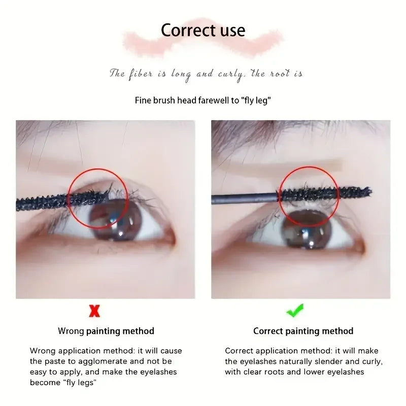 Silk Fiber Curling Mascara Ultra-fine Brush Lengthening Volumizing Qme
