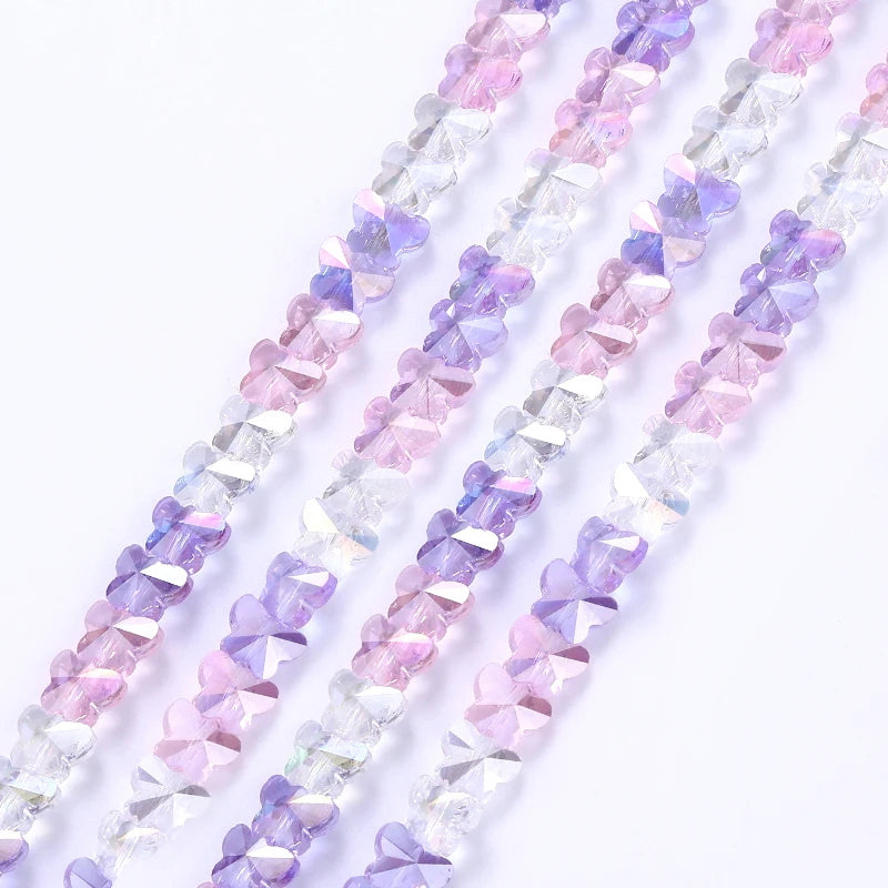 8*10mm Colorful Glass Butterfly Beads Crystal Insect Loose Beads for Bracelet Necklace Earring Jewelry Making Beading Projects Qme Color 2 8x10mm-50pcs