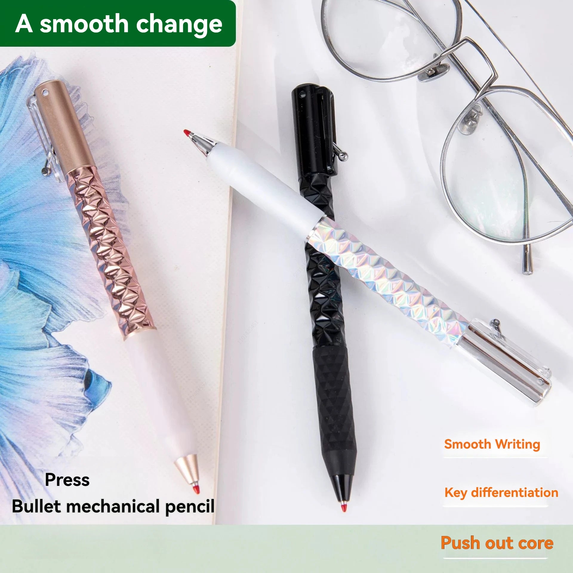 Mechanical Gel Pens Set , 0.5mm Black Ink Pens Fine Point Smooth Writing Pens, High-End Series for Office School Supplies Qme