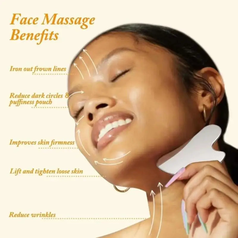 Stainless Steel Gua Sha Scraper Heart Shape Universal Face Massager Qme