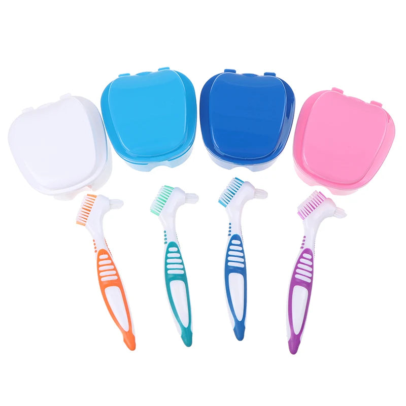 Denture Bath Storage Box Dental False Teeth Organizer Hanging Net Qme