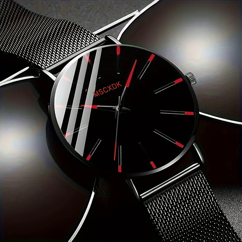 2 men's fashionable and casual round quartz watches and 3 pieces of jewelry, perfect gifts for daily wear and gift occasions. Qme