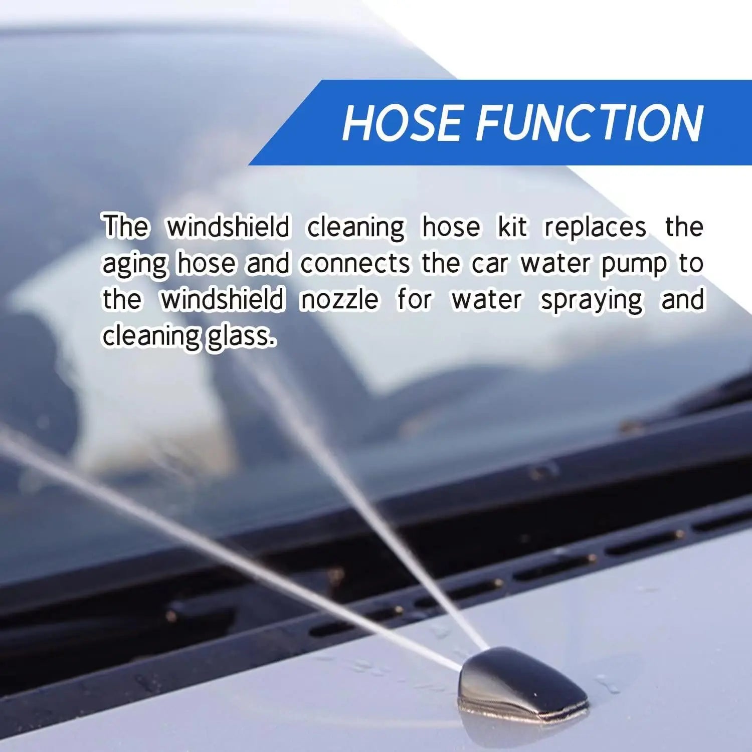 Windshield washer fluid hose, suitable for most car windshield washer hoses, includes a nozzle and a hose clamp Qme