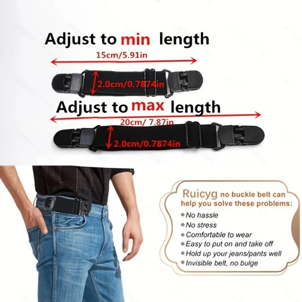 2Pcs Elastic Hidden Belt – Adjustable Lazy Waist Tightening Strap for Pants, Simple & Portable, Unisex Design Qme