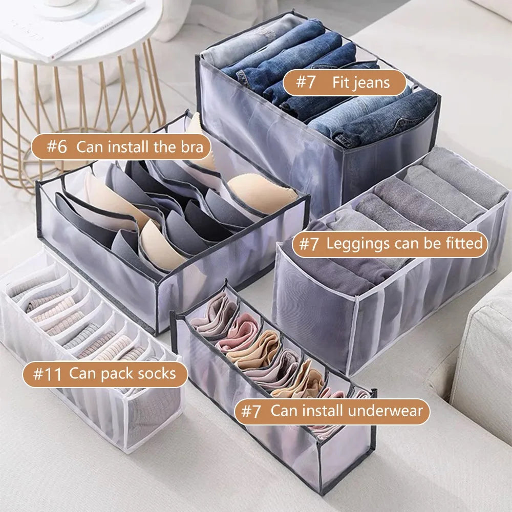 Clothing Storage Organizer Box Cabinets Drawer Jeans Organizer Underwear Pants T-Shirt Socks Storage Box Save Wardrobe Space Qme