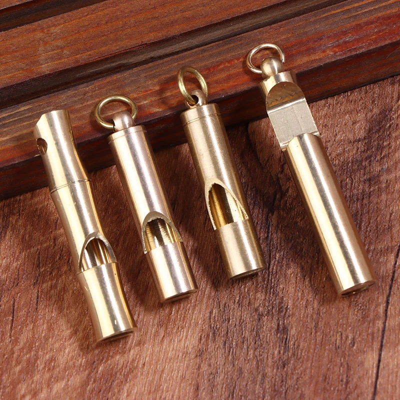 Brass Whistle Keychain Pendant Outdoor Survival Portable Single Tube Qme