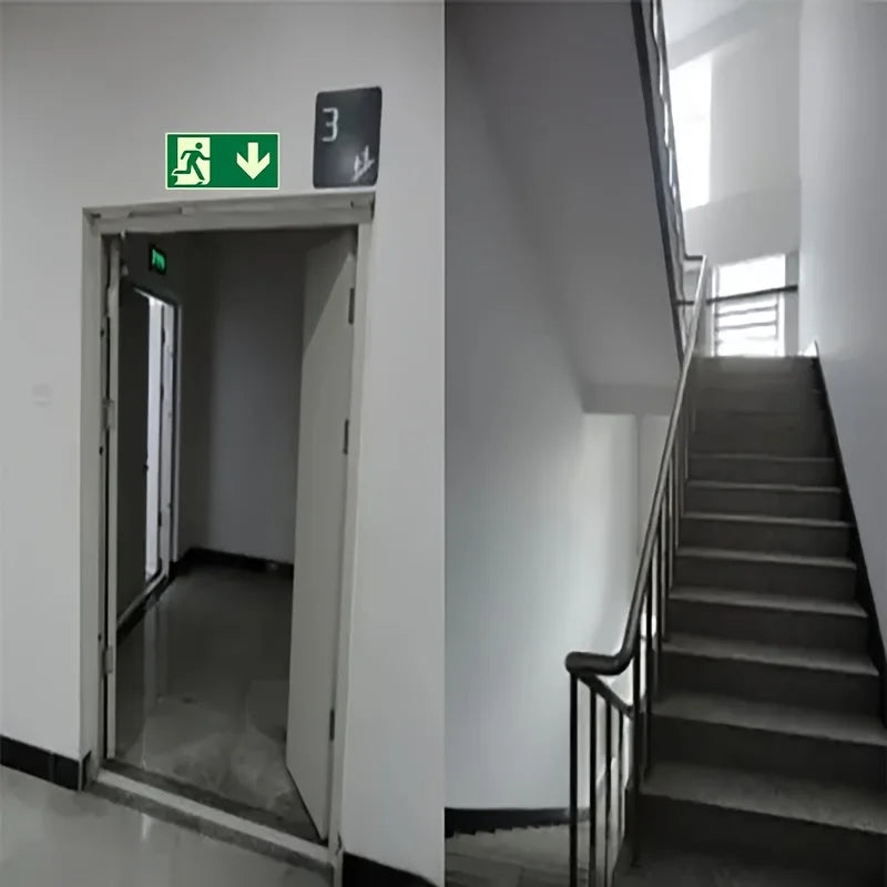 1 Luminous Exit Sign - Emergency Evacuation Safety Wall Decal, Photoluminescent Fire Evacuation Indicator with Green Border and Qme