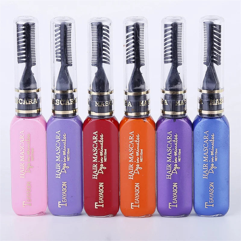 13 Colors One-off Hairs Color Disposable Hair Coloured Mascara Beauty Tool Washable Non-toxic DIY Hair Wax Blue Grey Purple Qme