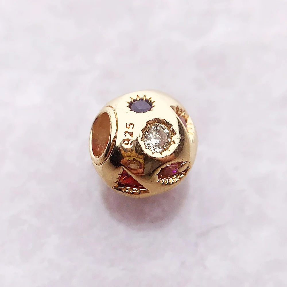 Bead Colourful Stones 925 Sterling Silver European DIY Jewelry Accessorie Lucky Charm Bohemia Gift For Women Qme
