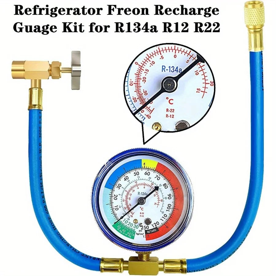R134A Air-conditioning Freon Refrigerant Charge Hose Kit with Bullet Piercing Valve Hose Refrigerant Tap Adapter Car Accessories Qme