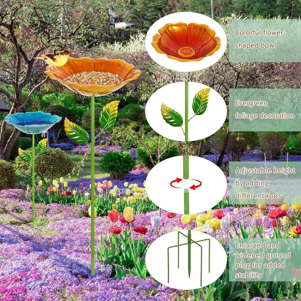 Bird Bath Outside Metal Rustproof All-weather Birdbath Outdoor Garden Qme