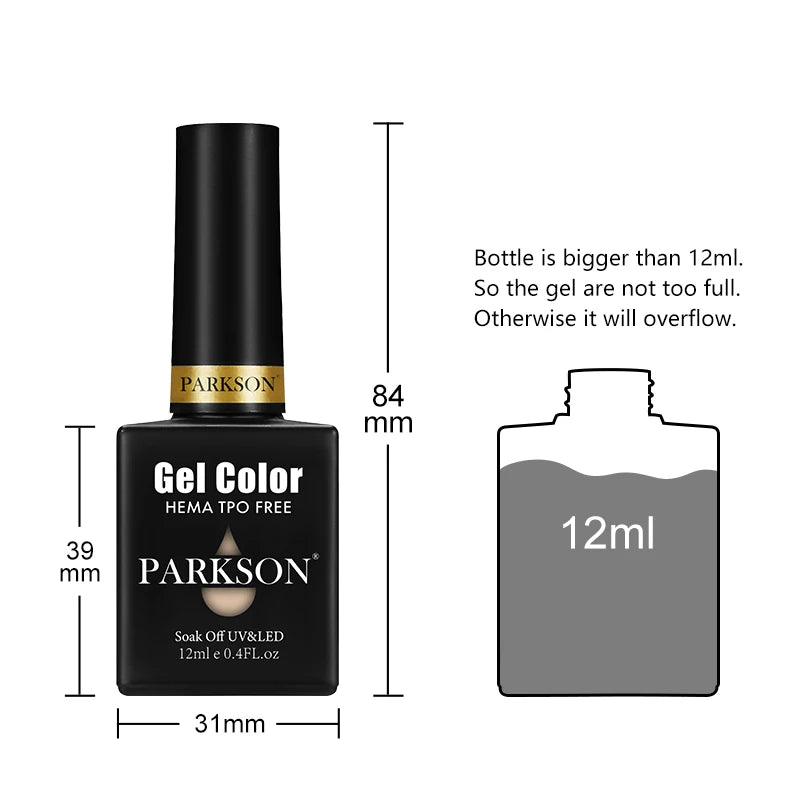 Parkson Colorful Nail Gel Polish Lacquer Soak Off UV LED Long Lasting Qme