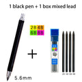 Metal Mechanical Pencil 5.6mm 2B/4B/6B/8B Pencil Refill, For Architect Writing Drafting Art Engineering Painting Sketch Design Qme 1black 1 mixed lead