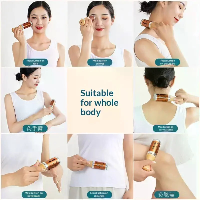 360 Rotation Jade Moxibustion Stick Raised Point Massage Gua Sha Tool Qme