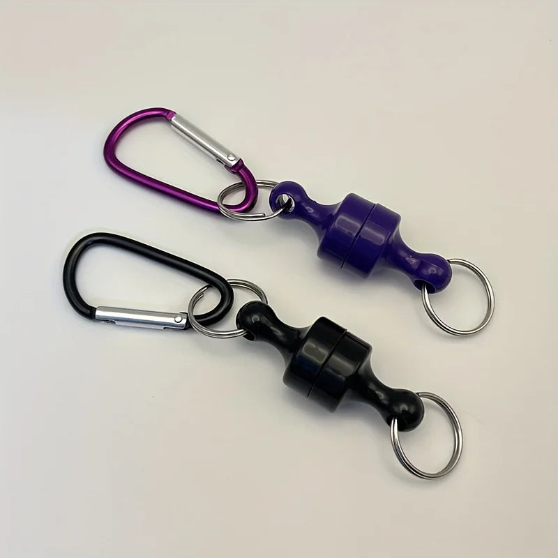 Magnetic Detachable Carabiner Clip Quick Split Keychain D Buckle With Double Key Rings For Fishing Camping Outdoor Key Storage Qme