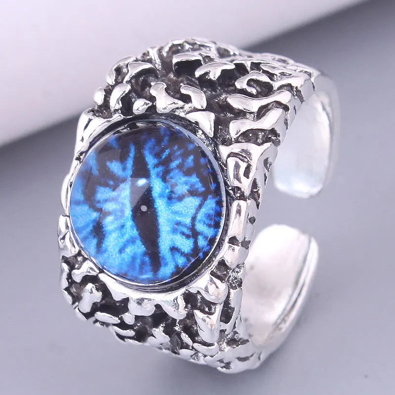 Fashion Creative Evil Dragon Eye Rings For Personality Male Punk Colors Ring Jewelry Men's Bar Night Club Accessories Gifts Qme lan resizable