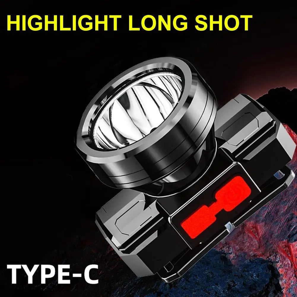 LED Strong Light Five Headed Outdoor Waterproof Fishing Light USB Rechargeable Ultra Bright Head Mounted Flashlight Qme