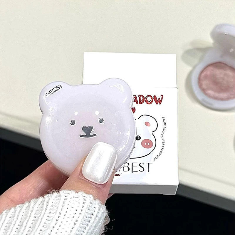 QIBEST Single Color Pearlescent Eyeshadow Palette Lasting Glitter Shiny Eye Shadow Multifunctional Face Blush Highlighter Makeup Qme