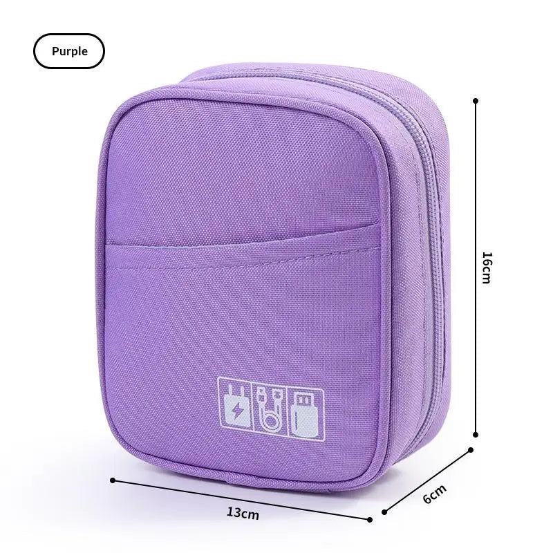 Waterproof USB Cable Organizer Bag Portable Digital Accessories Qme Purple