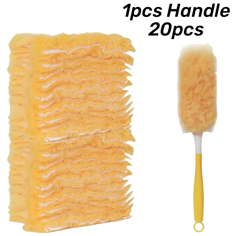 Double Sided 360 ° Electrostatic Precipitator for Household Clean Ceiling Corner Dust Spider Web Replaceable Dust Removal Cloth Qme Yellow Set 2