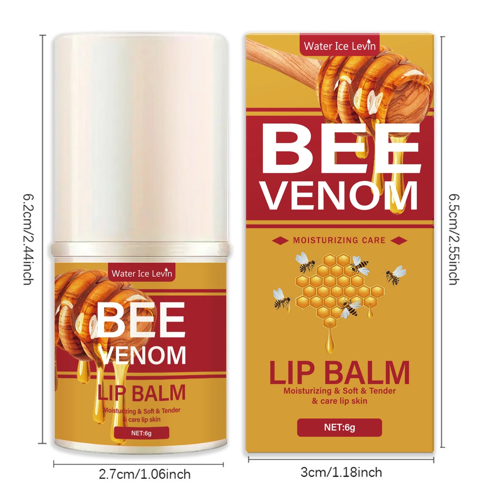 Bee Venom Lip Balm: Hydrating and Moisturizing, Gives a Translucent Shine, Soft and Lightweight, Instantly Hydrates, Smooth and Easy to Absorb, Cares for the Lips, Makes Lip Skin Softer and Smoother, Balanced Qme