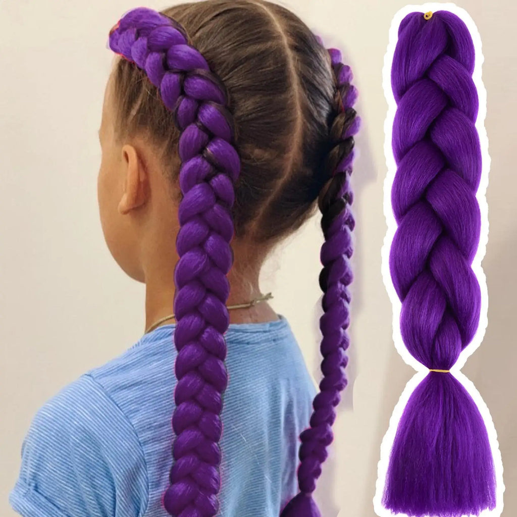 Violet Hair Extensions Synthetic Wig Ombree Braiding Braided Twist Qme