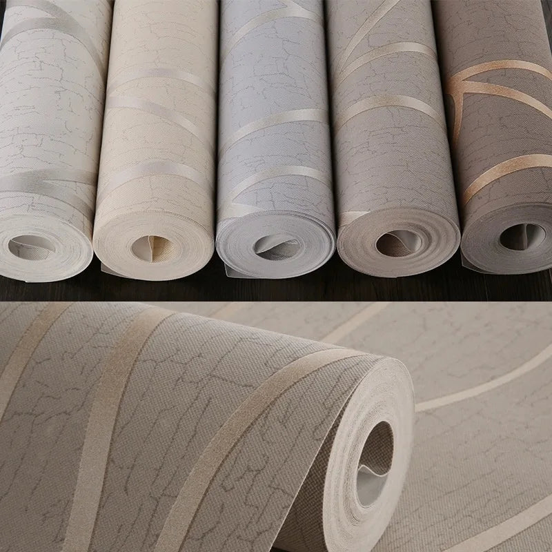 3D Stereoscopic TV Background Wallpaper European Non-woven Fabric Bedroom Living Room Wallpaper Simple Modern Striped Curve Qme