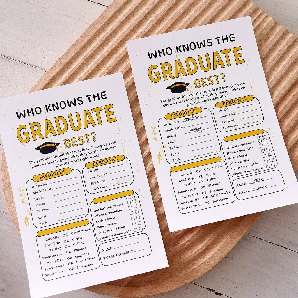5-50Pcs Yellow Graduate Game Card Graduation Season Creative Gift Tabletop Game for Students Grad Celebration Supplies Qme