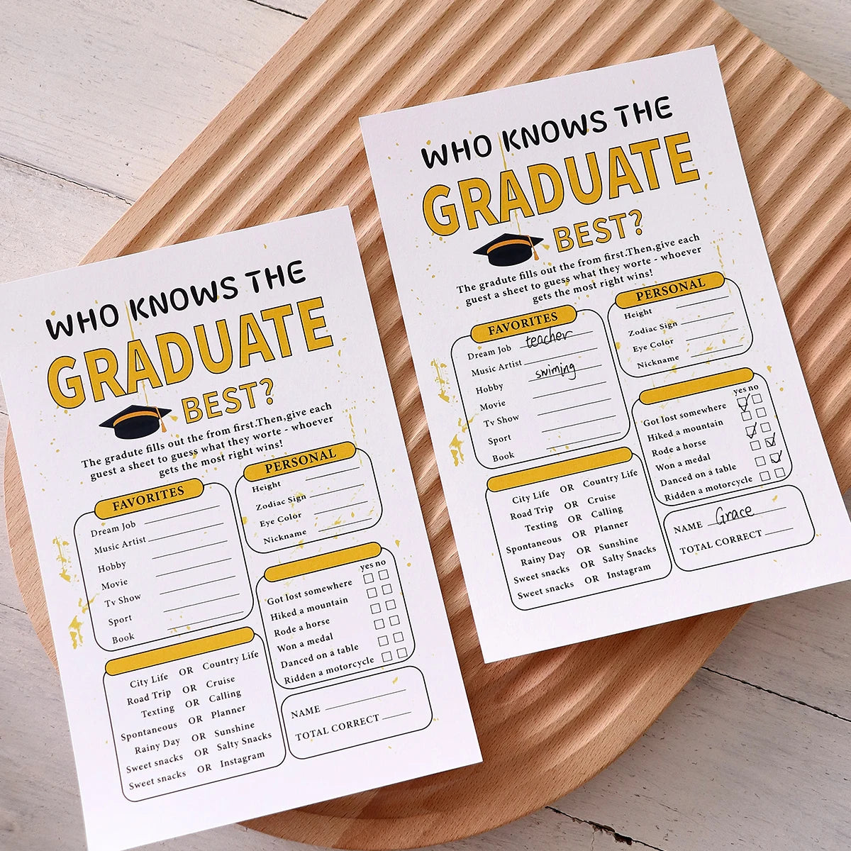 5-50Pcs Yellow Graduate Game Card Graduation Season Creative Gift Tabletop Game for Students Grad Celebration Supplies Qme