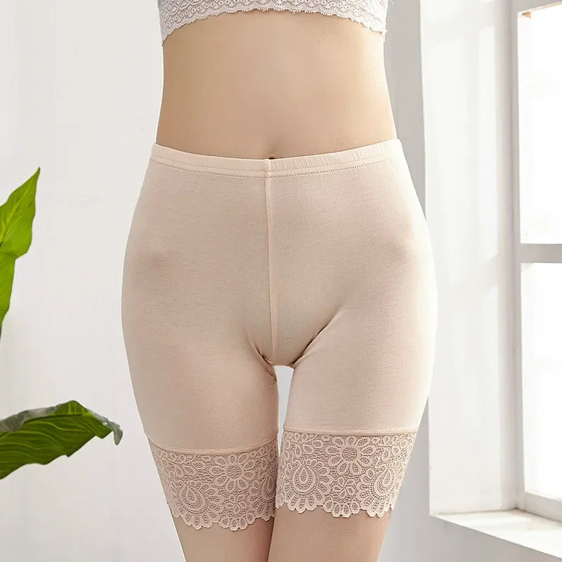 Women Big Safety Pants Soft Comfortable Modal Material Shorts Lace Qme skin 40-57kg