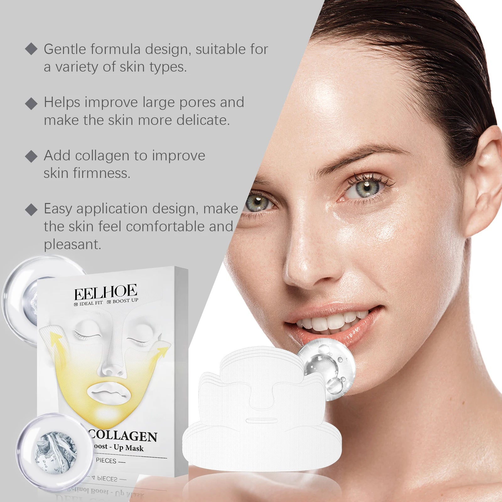 Deep Collagen Retinol Firming Mask Lifting Tightening Facial Skin Lighten Fine Lines Smooth Natural Hydrating Translucent Mask Qme
