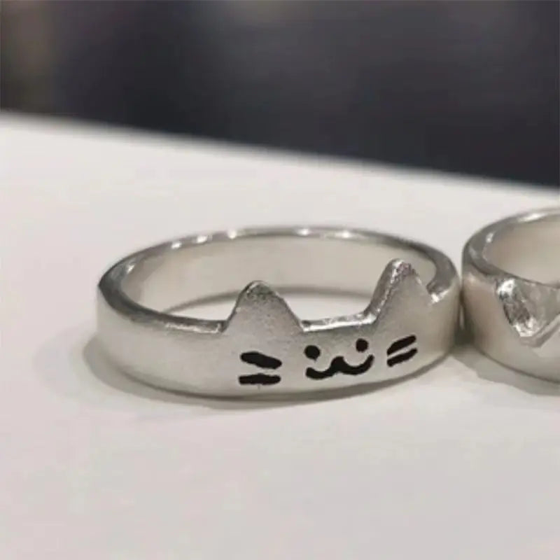 1pcs Cute Cat Dog Animal Couple Ring for Women Men 2025 New Fashion Statement Lover Rings Valentine's Day Party Jewelry Gifts Qme Size 7 mao