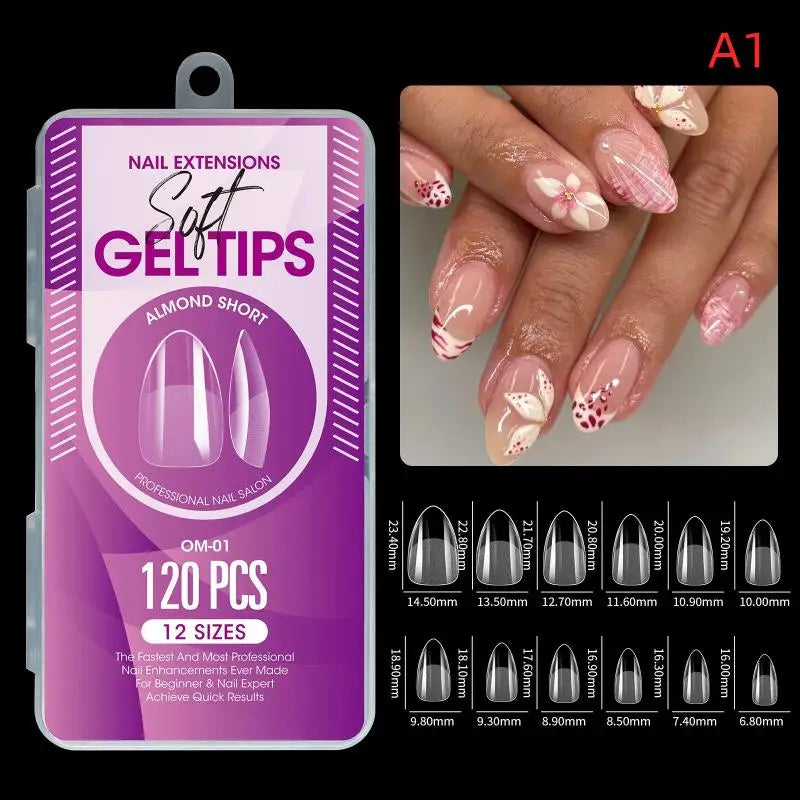 1box False Nail Tips Clear Semi-frosted Full-coverage Soft Fake Nails Qme A1