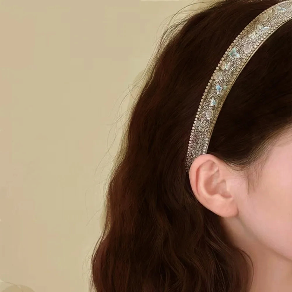Princess Hairpiece Transparent Crystal Headband Luxurious Elegant Butterfly Hairband Chic High-end Rhinestone Hair Hoop Girls Qme