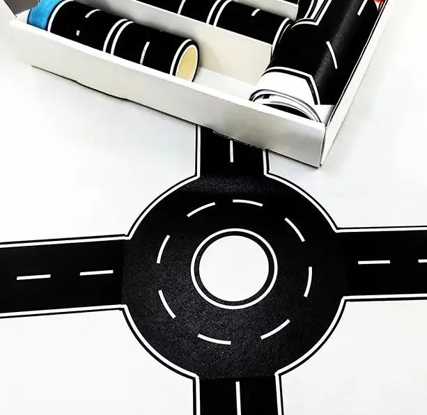 DIY Road And Rail Transit Design And Paper Tape, Used For Railw 28 Rolls+9 Traffic Game Scene Application Stickers Qme 1set