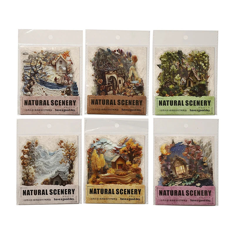 Fairy Tale House Scenery Stickers, Multi-Scene Collage Materials for Journal Scene Creation, Elegant Stationery for Students Qme ALL