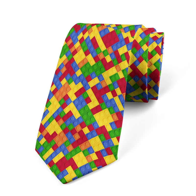 Puzzle Wide Polyester Shirt Suit Tie Men's Fashion Business Unisex Qme style5