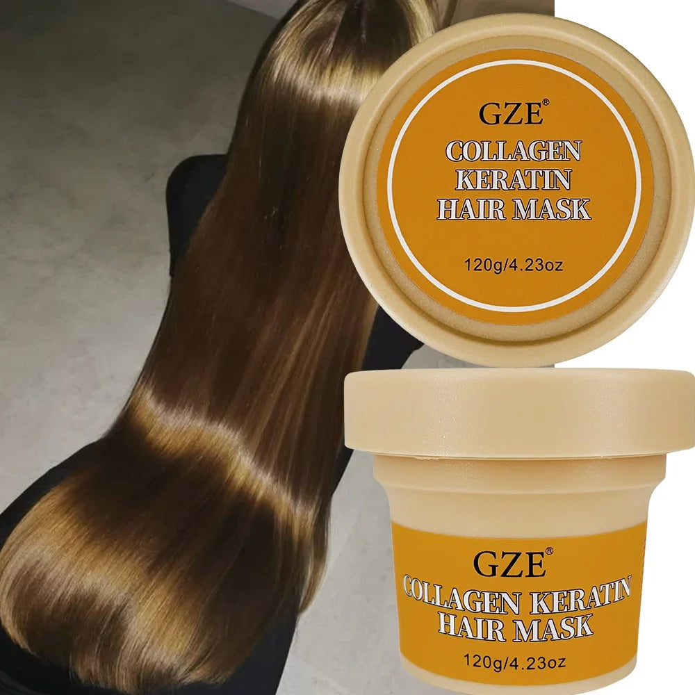 GZE Collagen Keratin Hair Mask Silkening Heat Protection Moisturizing Stay Fragrant Anti-Frizz Refreshing Essence Gentle Control Qme