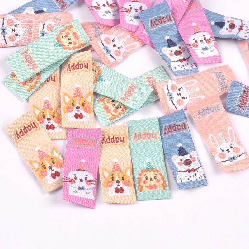 50Pcs Cute Cartoon Animal Embroidery Cloth Labels For Children DIY Garment Crafts Supplies Sewing Accessories Washable Care Tags Qme
