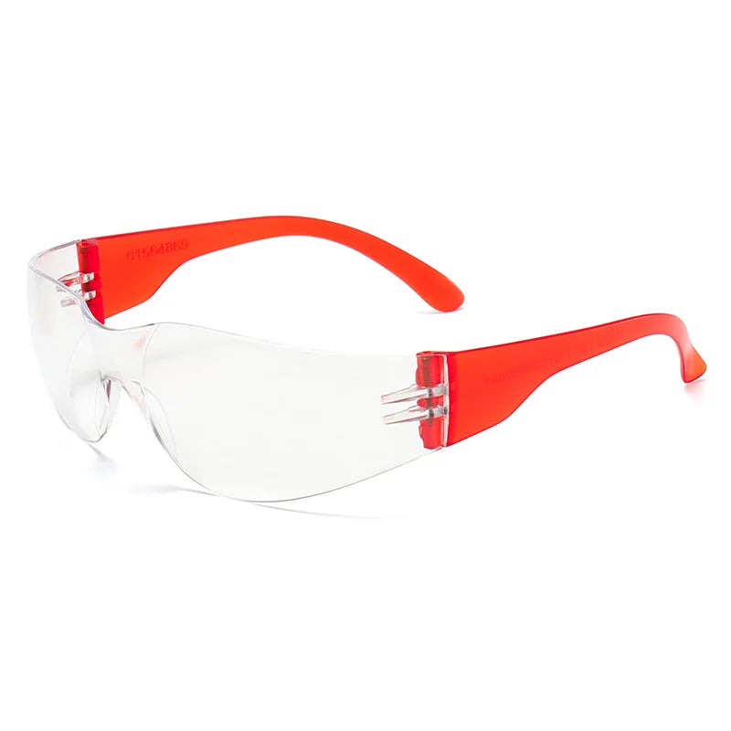 10PCS Safety Goggles Anti-Splash Anti-Dust Impact Resistant for Industrial Grinding Lab Riding Windproof Eye Protection Qme clearRed 10pcs