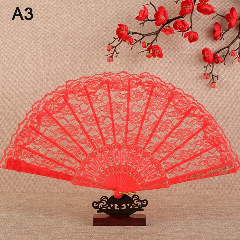 Japanese Pattern Art Craft Decor Vintage Lace Folding Fan Chinese Qme A3