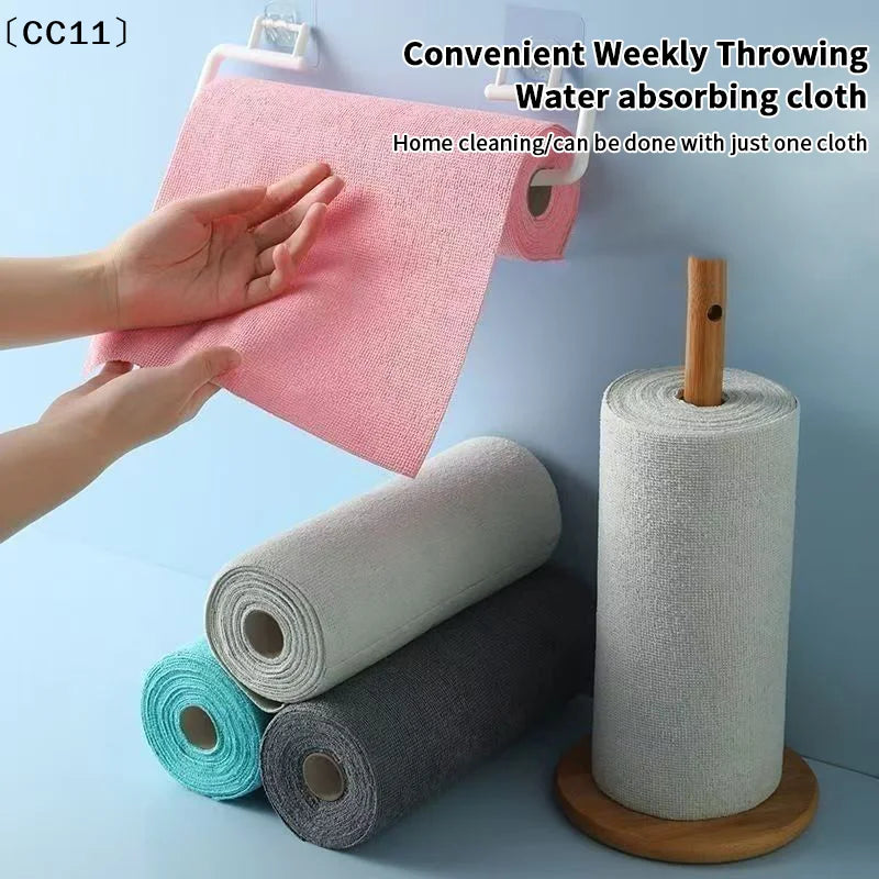 Tear-off Cleaning Cloth Roll Durable Reusable Dish Towel Kitchen Qme