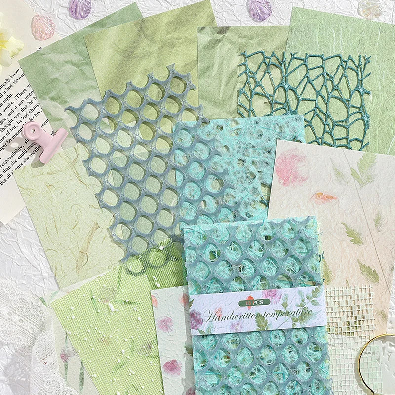 15 pcs Vintage Mixed Materials Lace paper Decor Scrapbook Materials DIY Photo Album Collage Journal Creative Stationery Supplies Qme