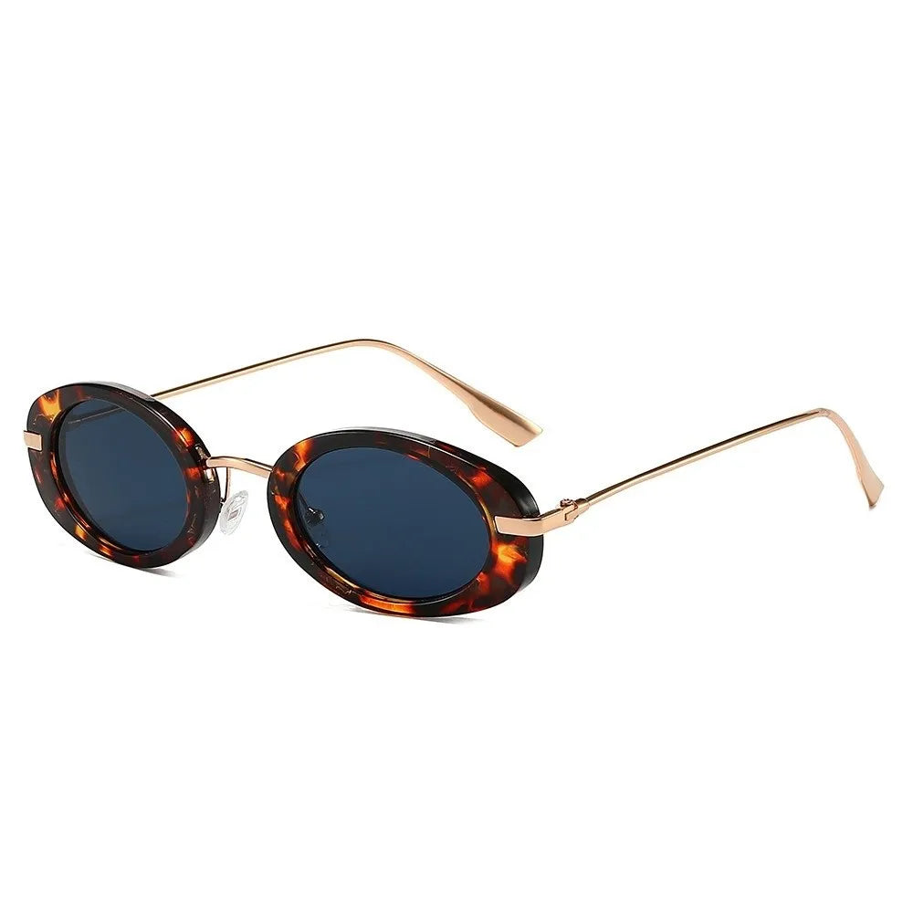 Vintage Retro Oval Sunglasses Small Frame Classic Trendy Fashion Qme Style C
